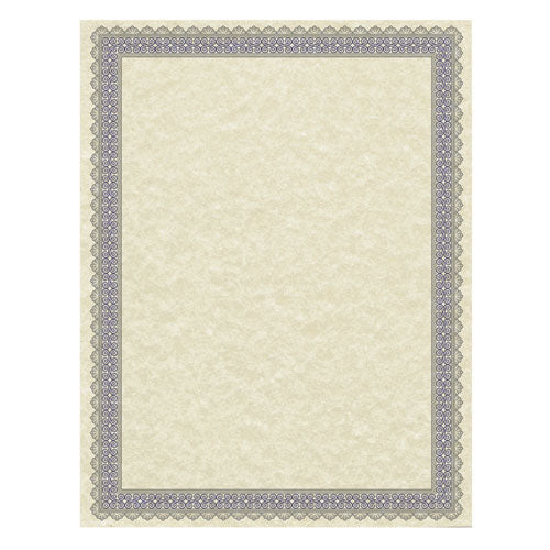 Parchment Certificates, Antique, 8.5 x 11, Ivory with Blue/Silver Foil Border, 50/Pack