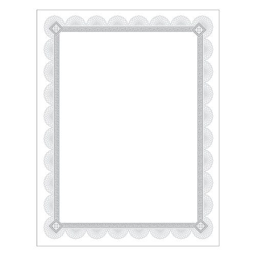 Premium Certificates, 8.5 x 11, White/Silver with Spiro Silver Foil Border,15/Pack