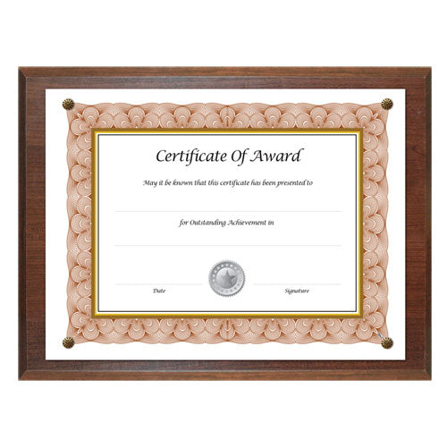 Award-A-Plaque Document Holder, Acrylic/Plastic, 10.5 x 13, Walnut