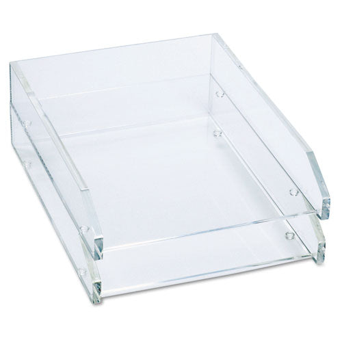 Clear Acrylic Letter Tray, 2 Sections, Letter Size Files, 10.5" x 13.75" x 2.5", Clear, 2/Pack