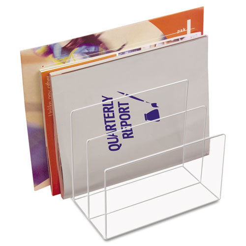 Clear Acrylic Desk File, 3 Sections, Letter to Legal Size Files, 8" x 6.5" x 7.5", Clear