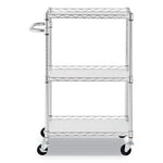 Three-Shelf Wire Cart with Liners, Metal, 3 Shelves, 450 lb Capacity, 24" x 16" x 39", Silver