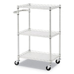 Three-Shelf Wire Cart with Liners, Metal, 3 Shelves, 450 lb Capacity, 24" x 16" x 39", Silver