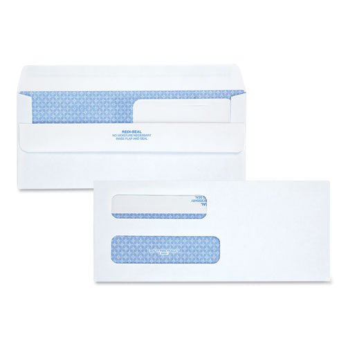 Double Window Redi-Seal Security-Tinted Envelope, #8 5/8, Commercial Flap, Redi-Seal Closure, 3.63 x 8.63, White, 250/Carton