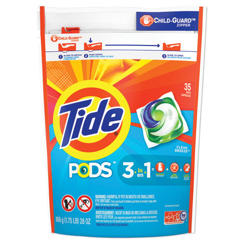 Pods, Laundry Detergent, Clean Breeze, 35/Pack, 4 Pack/Carton