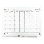 Infinity Magnetic Glass Calendar Board, One Month, 24 x 18, White Surface