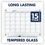 Infinity Magnetic Glass Calendar Board, One Month, 24 x 18, White Surface