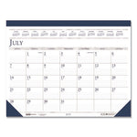 Recycled Academic Desk Pad Calendar, 18.5 x 13, White/Blue Sheets, Blue Binding/Corners, 14-Month (July to Aug): 2023 to 2024