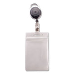 Resealable Badge Holder Combo Pack with Badge Reel, 30" Cord, Vertical, Frost 2.68" x 5" Holder, 2.38" x 3.75" Insert, 10/PK
