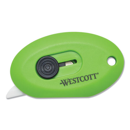 Compact Safety Ceramic Blade Box Cutter, Retractle Blade, 0.5" Blade, 2.5" Plastic Handle, Green
