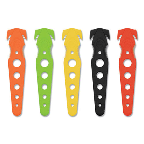 Safety Cutter, 1.2" Blade, 5.75" Plastic Handle, Assorted, 5/Pack