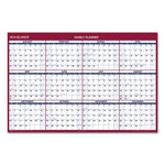 Erasable Vertical/Horizontal Wall Planner, 32 x 48, White/Blue/Red Sheets, 12-Month (Jan to Dec): 2024