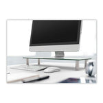 Adjustable Tempered Glass Monitor Riser, 22.75" x 8.25" x 3" to 3.5", Clear/Silver