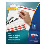 Print and Apply Index Maker Clear Label Unpunched Dividers, 8-Tab, 11 x 8.5, White, White Tabs, 25 Sets