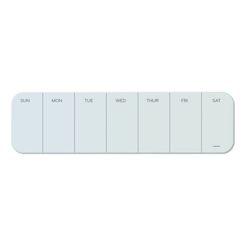 Cubicle Glass Dry Erase Board, Undated One-Week, 20 x 5.5, White Surface