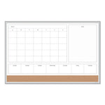 4N1 Magnetic Dry Erase Combo Board, 35 x 23, Tan/White Surface, Silver Aluminum Frame