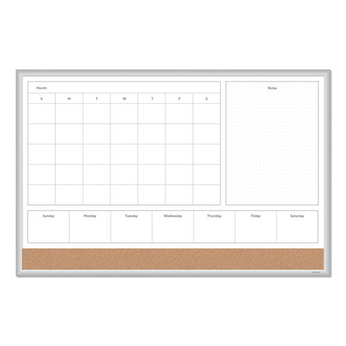 4N1 Magnetic Dry Erase Combo Board, 35 x 23, Tan/White Surface, Silver Aluminum Frame