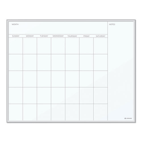 Magnetic Dry Erase Board, Undated One Month, 20 x 16, White Surface, Silver Aluminum Frame