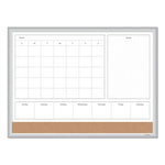 4N1 Magnetic Dry Erase Combo Board, 23 x 17, Tan/White Surface, Silver Aluminum Frame