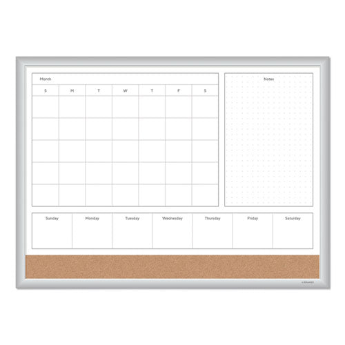 4N1 Magnetic Dry Erase Combo Board, 23 x 17, Tan/White Surface, Silver Aluminum Frame