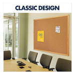 Classic Series Cork Bulletin Board, 36 x 24, Tan Surface, Oak Fiberboard Frame