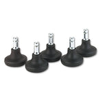 Low Profile Bell Glides, Grip Ring Type B Stem, 2" x 1.38" Glide, Matte Black, 5/Set