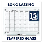 Infinity Magnetic Glass Calendar Board, One Month, 36 x 24, White Surface