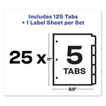 Print and Apply Index Maker Clear Label Dividers, 5-Tab, Color Tabs, 11 x 8.5, White, Traditional Color Tabs, 25 Sets