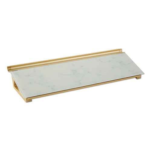 Glass Dry Erase Desktop Computer Pad, 18 x 6, Marble Surface