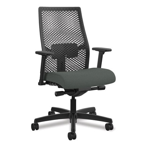 Ignition 2.0 Reactiv Mid-Back Task Chair, 17" to 22" Seat Height, Iron Ore Fabric Seat, Black Back, Black Base