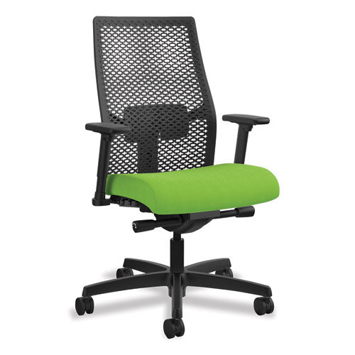 Ignition 2.0 Reactiv Mid-Back Task Chair, 17" to 22" Seat Height, Pear Fabric Seat, Black Back, Black Base