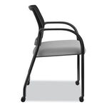Ignition Series Mesh Back Mobile Stacking Chair, Fabric Seat, 25" x 21.75" x 33.5", Frost Seat, Black Back, Black Base
