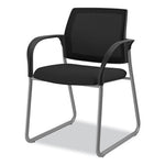 Ignition Series Mesh Back Guest Chair with Sled Base, Fabric Seat, 25" x 22" x 34", Black Seat, Black Back, Platinum Base