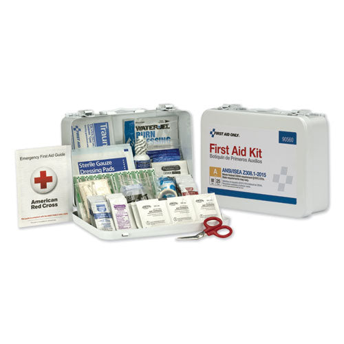 ANSI Class A 25 Person Bulk First Aid Kit for 25 People, 89 Pieces, Metal Case