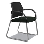 Ignition Series Mesh Back Guest Chair with Sled Base, Vinyl Seat, 25" x 22" x 34", Black Seat, Black Back, Platinum Base