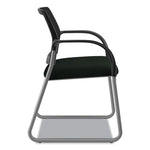 Ignition Series Mesh Back Guest Chair with Sled Base, Vinyl Seat, 25" x 22" x 34", Black Seat, Black Back, Platinum Base