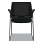 Ignition Series Mesh Back Guest Chair with Sled Base, Vinyl Seat, 25" x 22" x 34", Black Seat, Black Back, Platinum Base