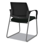 Ignition Series Mesh Back Guest Chair with Sled Base, Vinyl Seat, 25" x 22" x 34", Black Seat, Black Back, Platinum Base