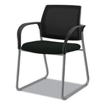 Ignition Series Mesh Back Guest Chair with Sled Base, Vinyl Seat, 25" x 22" x 34", Black Seat, Black Back, Platinum Base