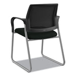 Ignition Series Mesh Back Guest Chair with Sled Base, Vinyl Seat, 25" x 22" x 34", Black Seat, Black Back, Platinum Base