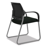 Ignition Series Mesh Back Guest Chair with Sled Base, Vinyl Seat, 25" x 22" x 34", Black Seat, Black Back, Platinum Base