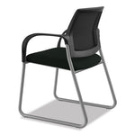 Ignition Series Mesh Back Guest Chair with Sled Base, Vinyl Seat, 25" x 22" x 34", Black Seat, Black Back, Platinum Base