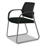 Ignition Series Mesh Back Guest Chair with Sled Base, Vinyl Seat, 25" x 22" x 34", Black Seat, Black Back, Platinum Base