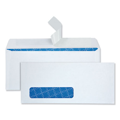 Security Envelope, Address Window, #10, Commercial Flap, Redi-Strip Adhesive Closure, 4.13 x 9.5, White, 500/Box