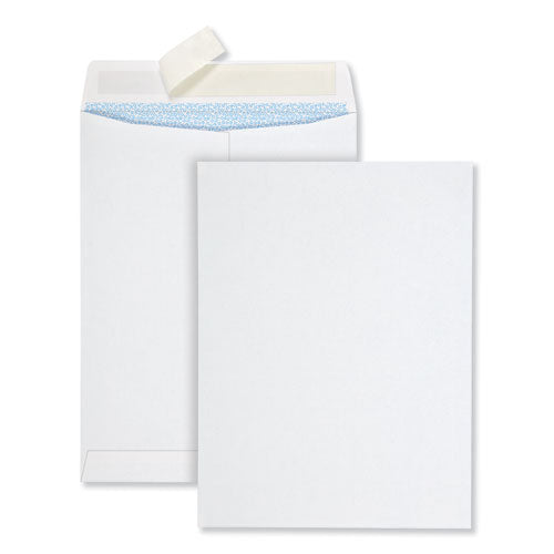 Redi-Strip Security Tinted Envelope, #10 1/2, Square Flap, Redi-Strip Adhesive Closure, 9 x 12, White, 100/Box