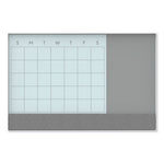 3N1 Magnetic Glass Dry Erase Combo Board, 35 x 23, Month View, Gray/White Surface, White Aluminum Frame