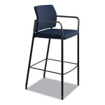 Accommodate Series Cafe Stool with Fixed Arms, Supports Up to 300 lb, 30" Seat Height, Navy Seat, Navy Back, Black Base