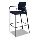 Accommodate Series Cafe Stool with Fixed Arms, Supports Up to 300 lb, 30" Seat Height, Navy Seat, Navy Back, Black Base