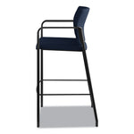 Accommodate Series Cafe Stool with Fixed Arms, Supports Up to 300 lb, 30" Seat Height, Navy Seat, Navy Back, Black Base