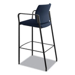 Accommodate Series Cafe Stool with Fixed Arms, Supports Up to 300 lb, 30" Seat Height, Navy Seat, Navy Back, Black Base